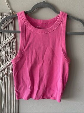 aerie Ribbed Hot Pink Cropped Tank